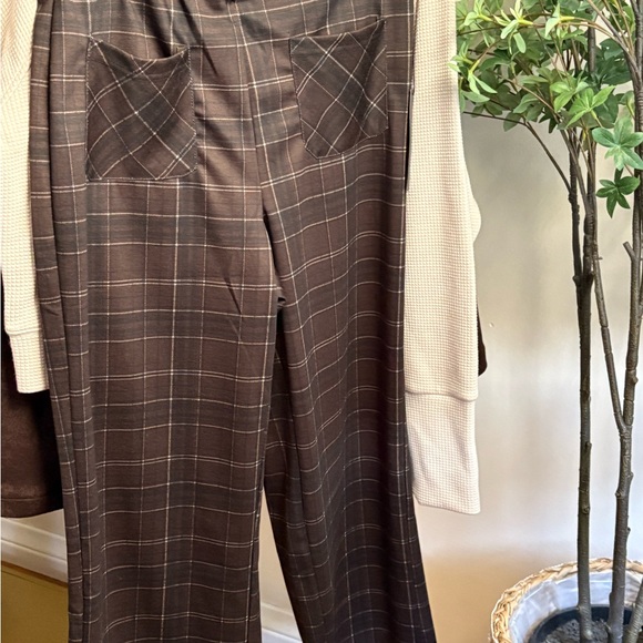 Margot Chocolate Plaid Wide Leg Pants - Picture 7 of 7